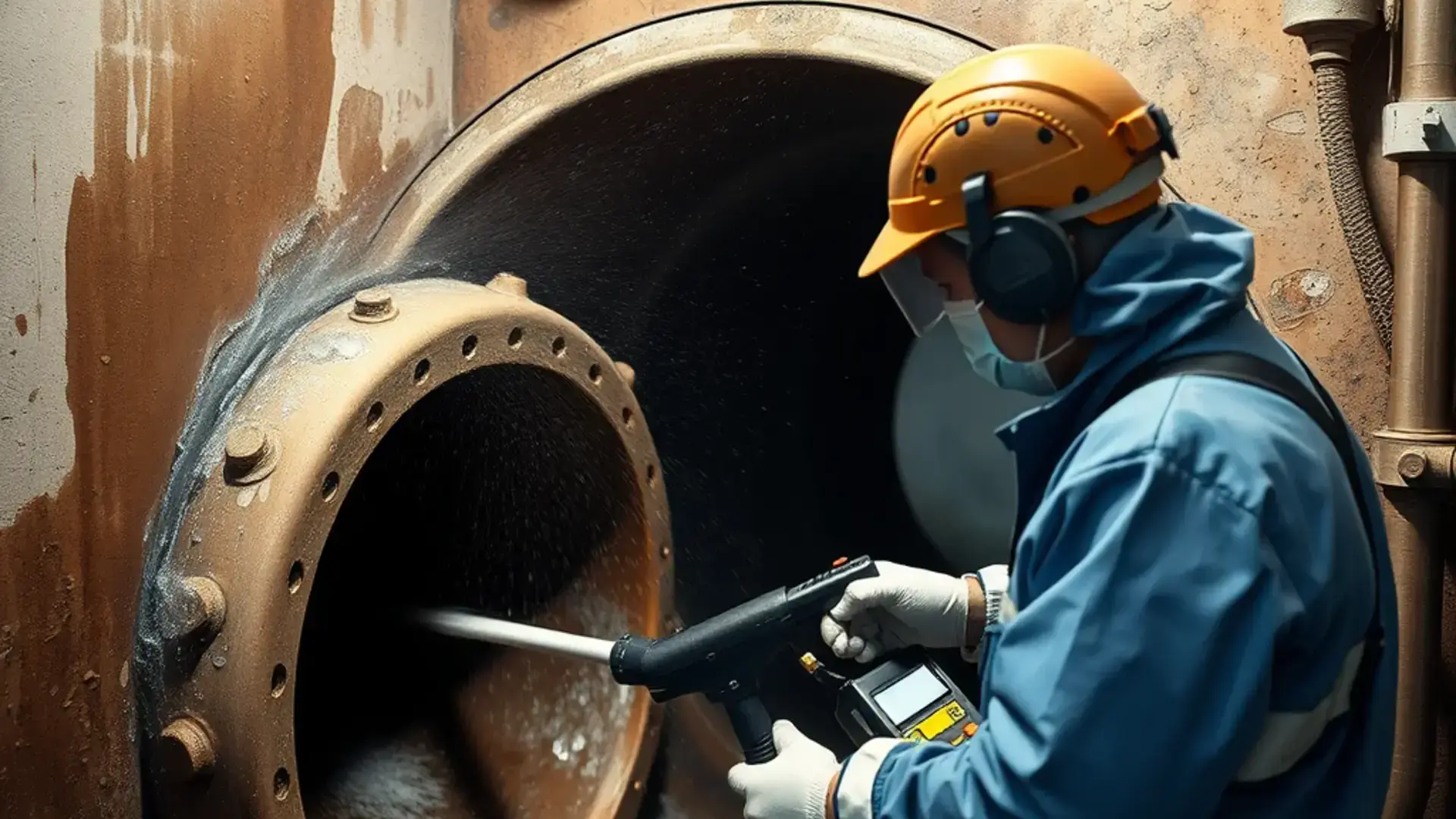 高圧洗浄作業の様子